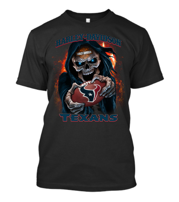 Harley Davidson Motor Cycles Skull Houston Texans T-Shirt