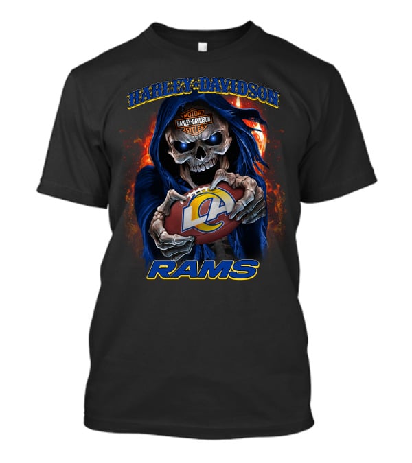 Harley Davidson Motor Cycles Skull Rams Los Angeles T-Shirt