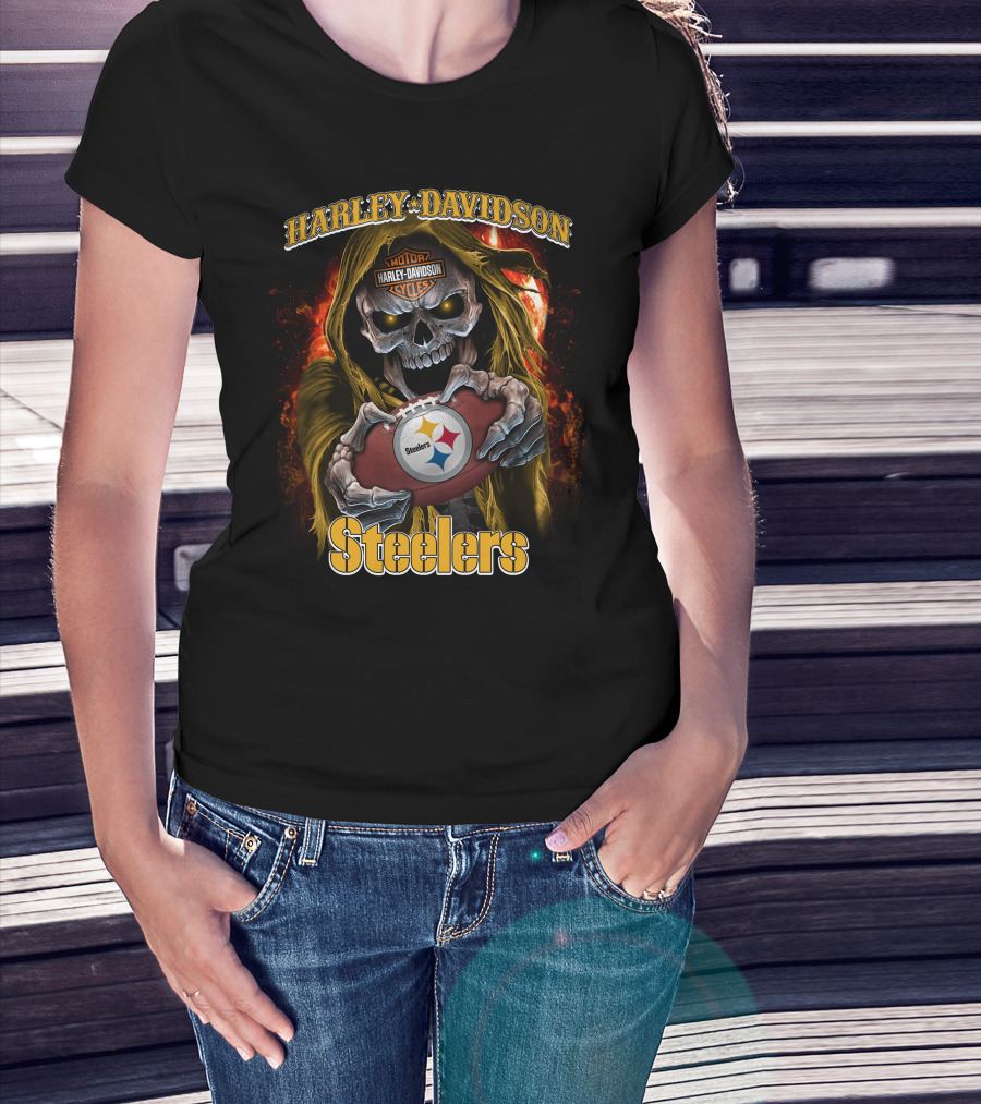 Harley Davidson Skull Steelers T-Shirt