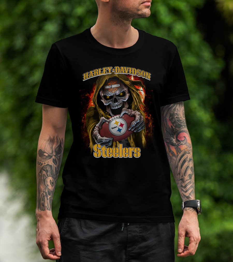 Harley Davidson Skull Steelers T-Shirt
