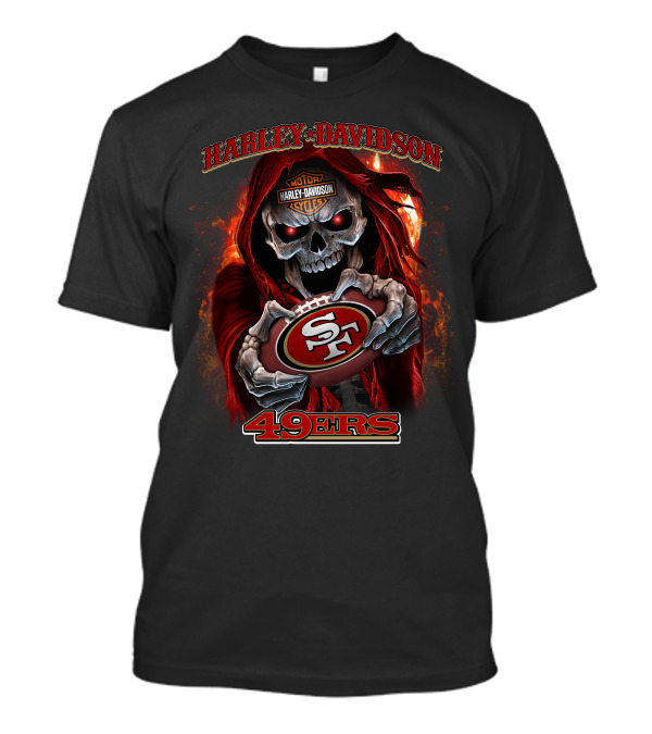 Harley Davidson 49ers Motor Cycles Skull T-Shirt