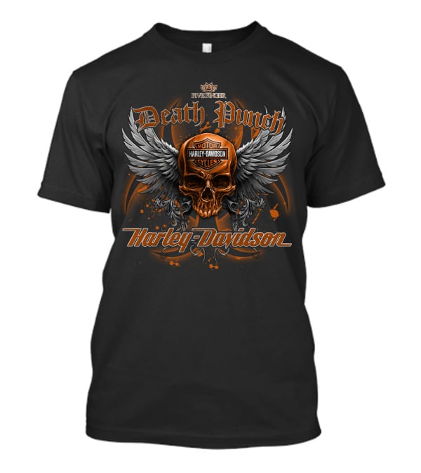 Five Finger Death Punch Harley Davidson Skull Wings Motorcycles T-Shirt