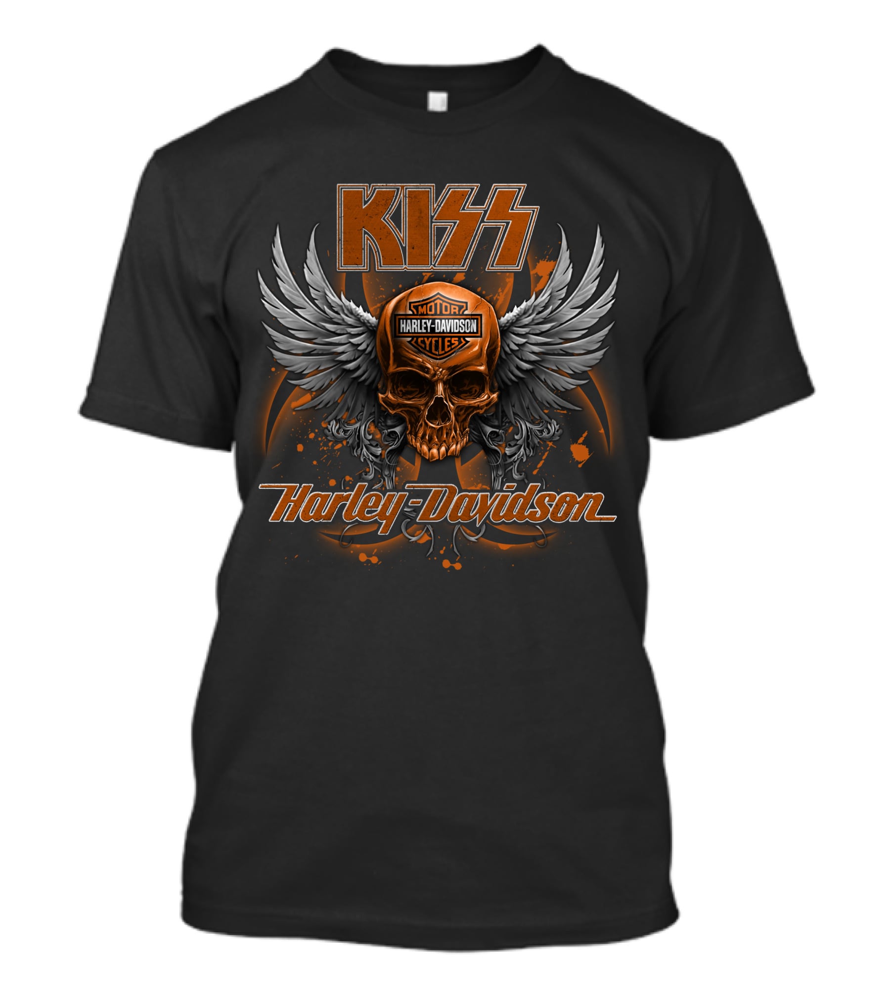 Kiss Harley Davidson Motorcycles Skull Wings T-Shirt
