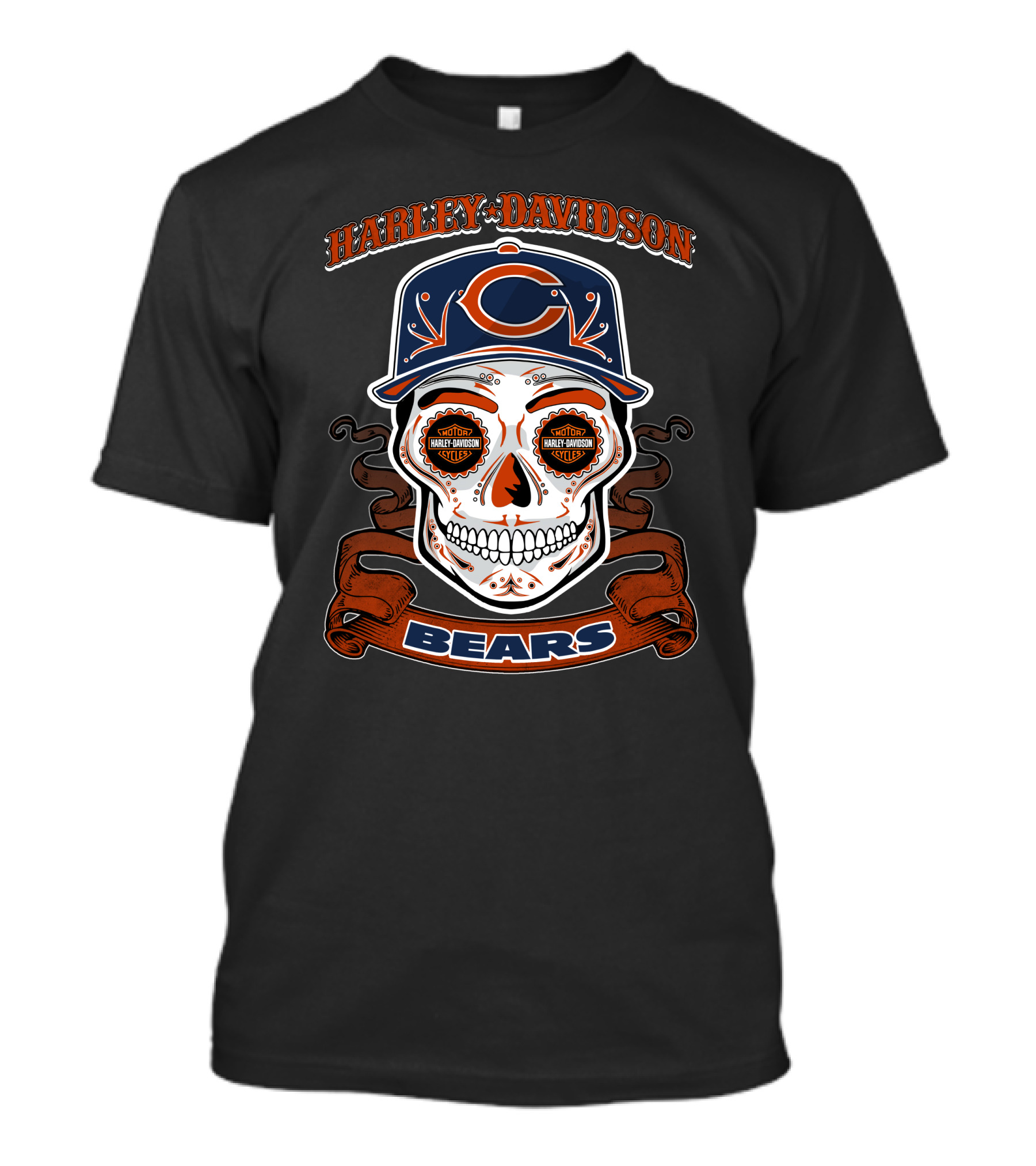 Harley Davidson Chicago Bears Skull Nfl T-Shirt