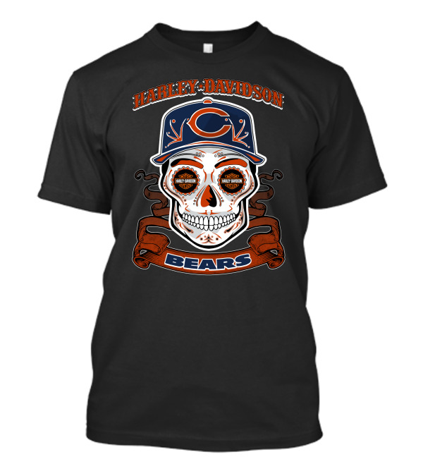 Harley Davidson Chicago Bears Skull Nfl T-Shirt