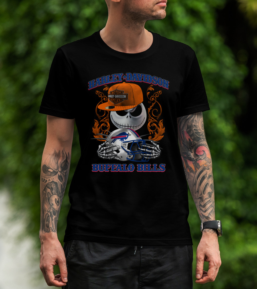 Harley Davidson Buffalo Bills Jack Skellington Nfl T-Shirt