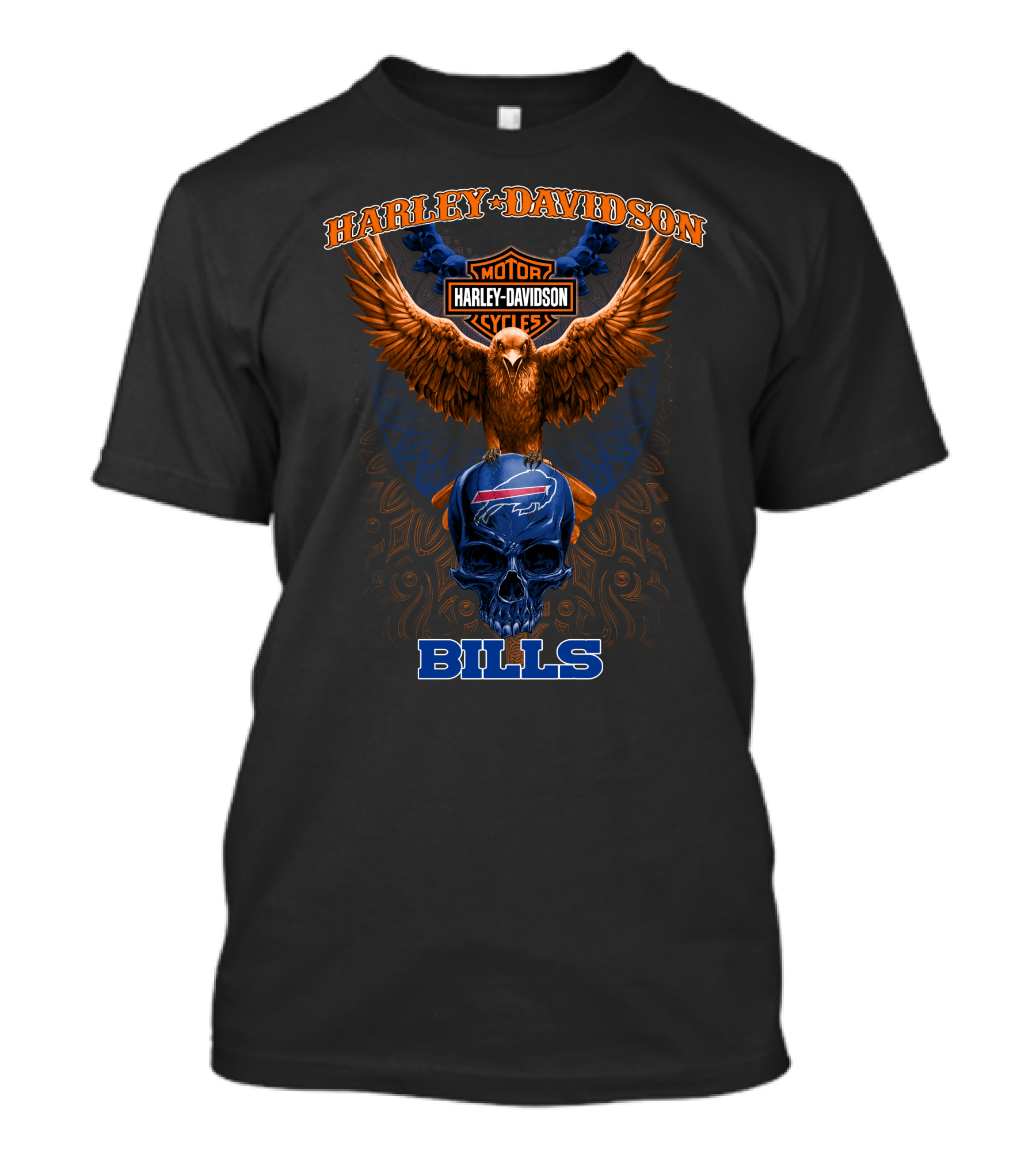 Harley Davidson Bills Motorcycles Eagle Skull T-Shirt