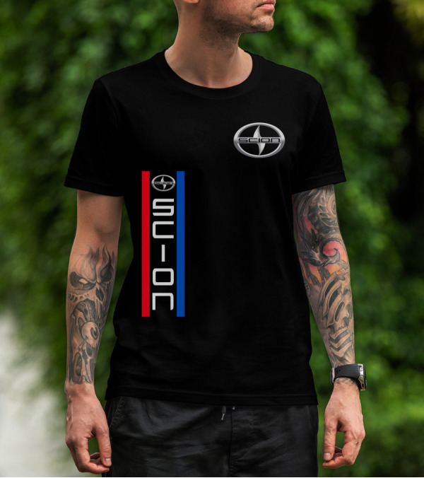 Scion Logo Vertical Red Blue Stripe T-Shirt