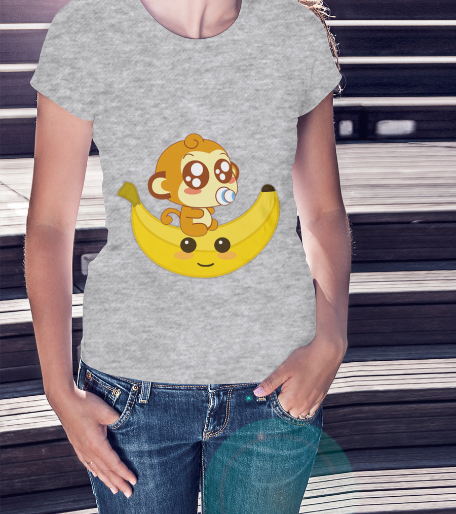 Monkey Baby Banana Kawaii T-Shirt