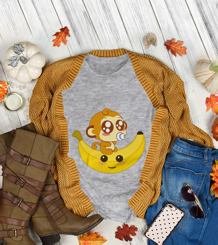 Monkey Baby Banana Kawaii T-Shirt