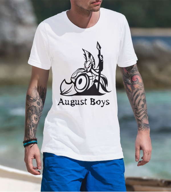 August Boys Warrior Spartan Shield Spear T-Shirt