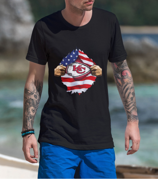 Kansas City Chiefs American Flag Emblem T-Shirt