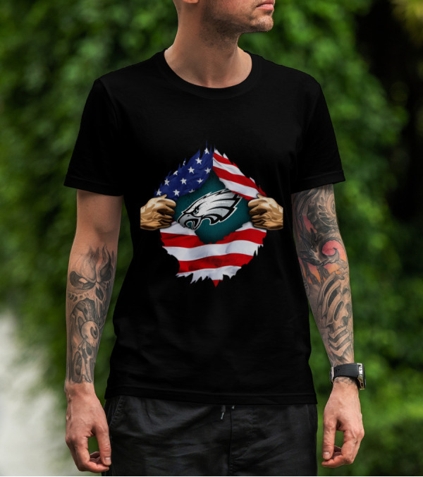 Philadelphia Eagles American Flag Rip T-Shirt