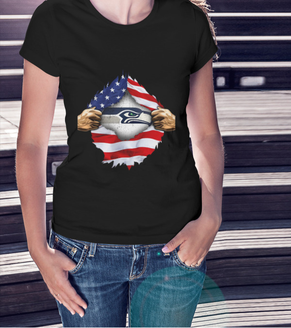 Seattle Seahawks American Flag Pride T-Shirt