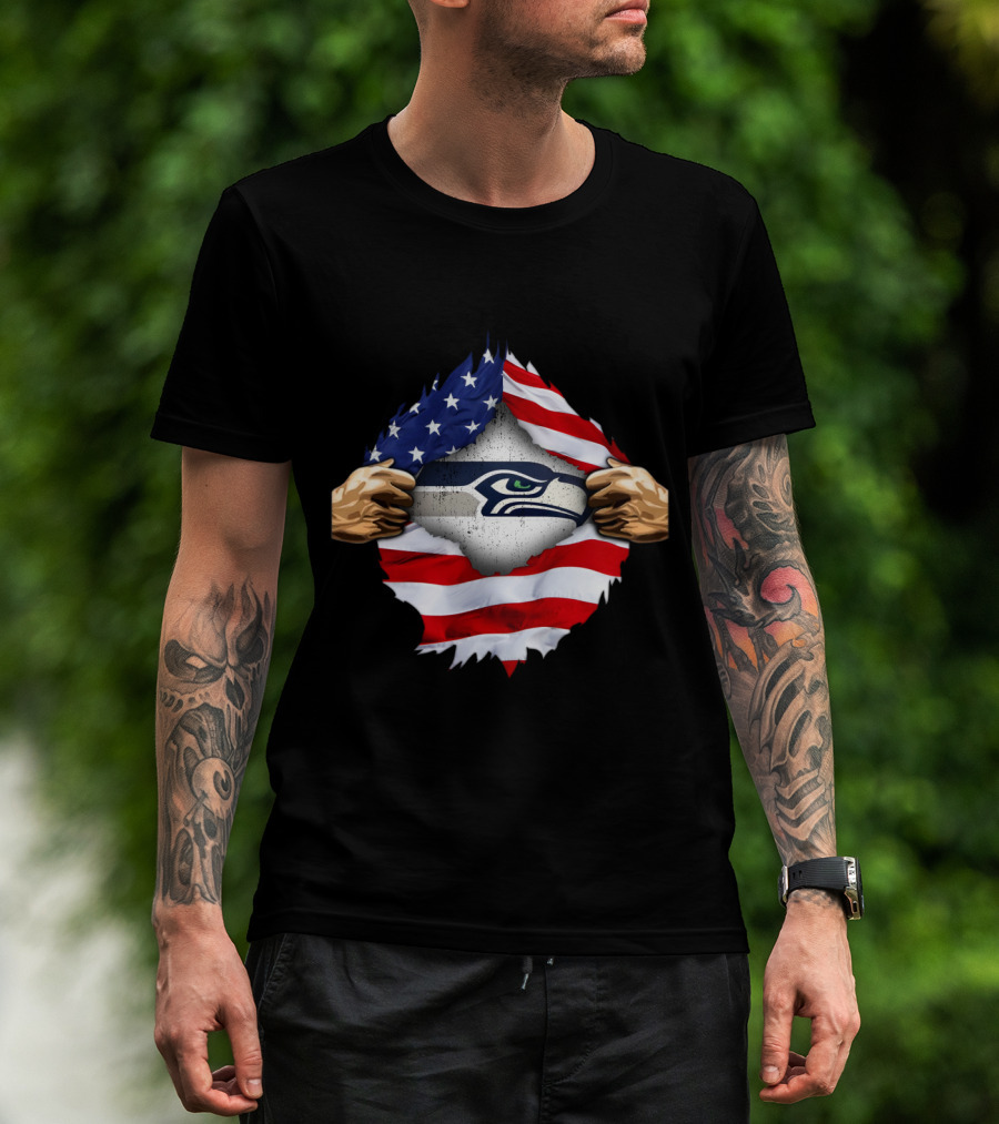 Seattle Seahawks American Flag Pride T-Shirt
