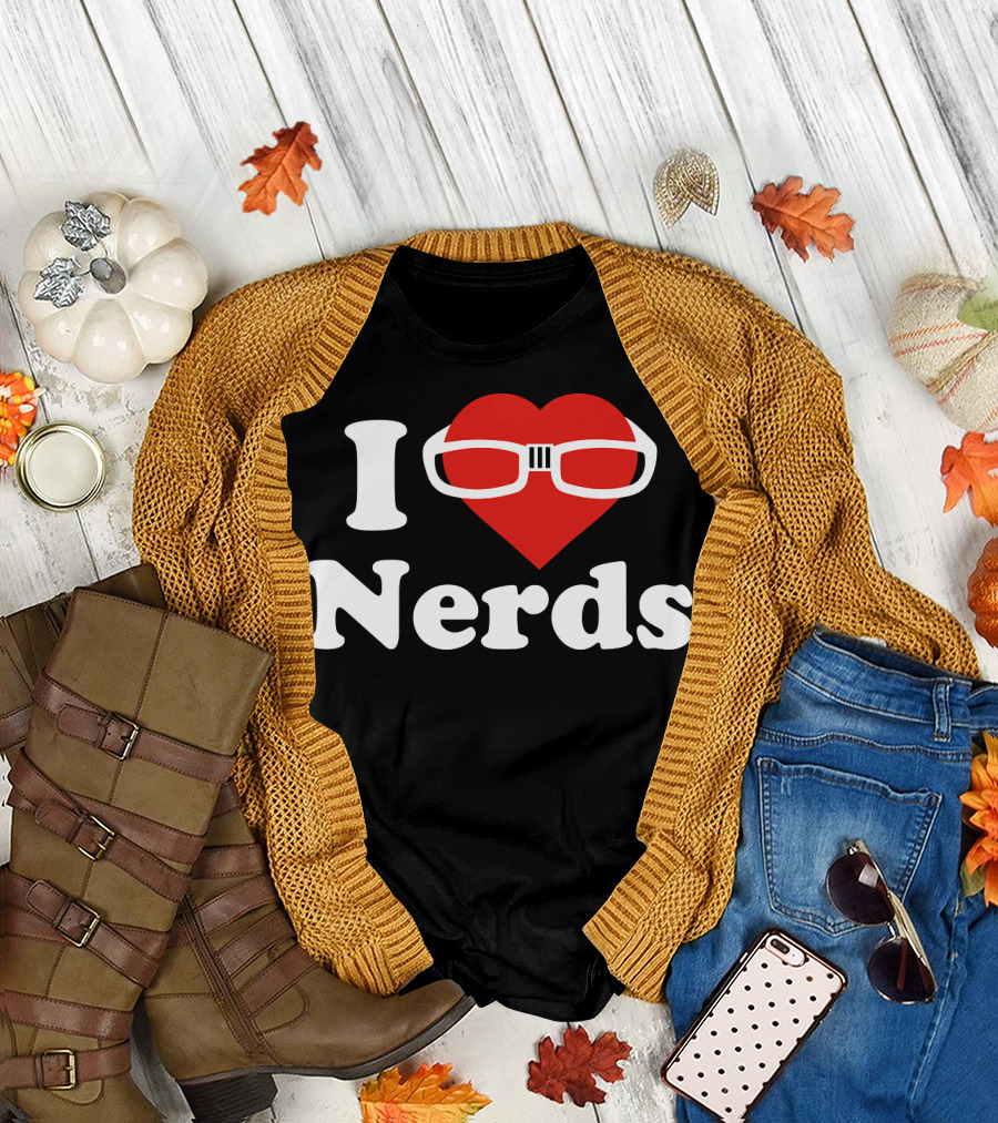 I Heart Nerds Glasses Red Heart T-Shirt