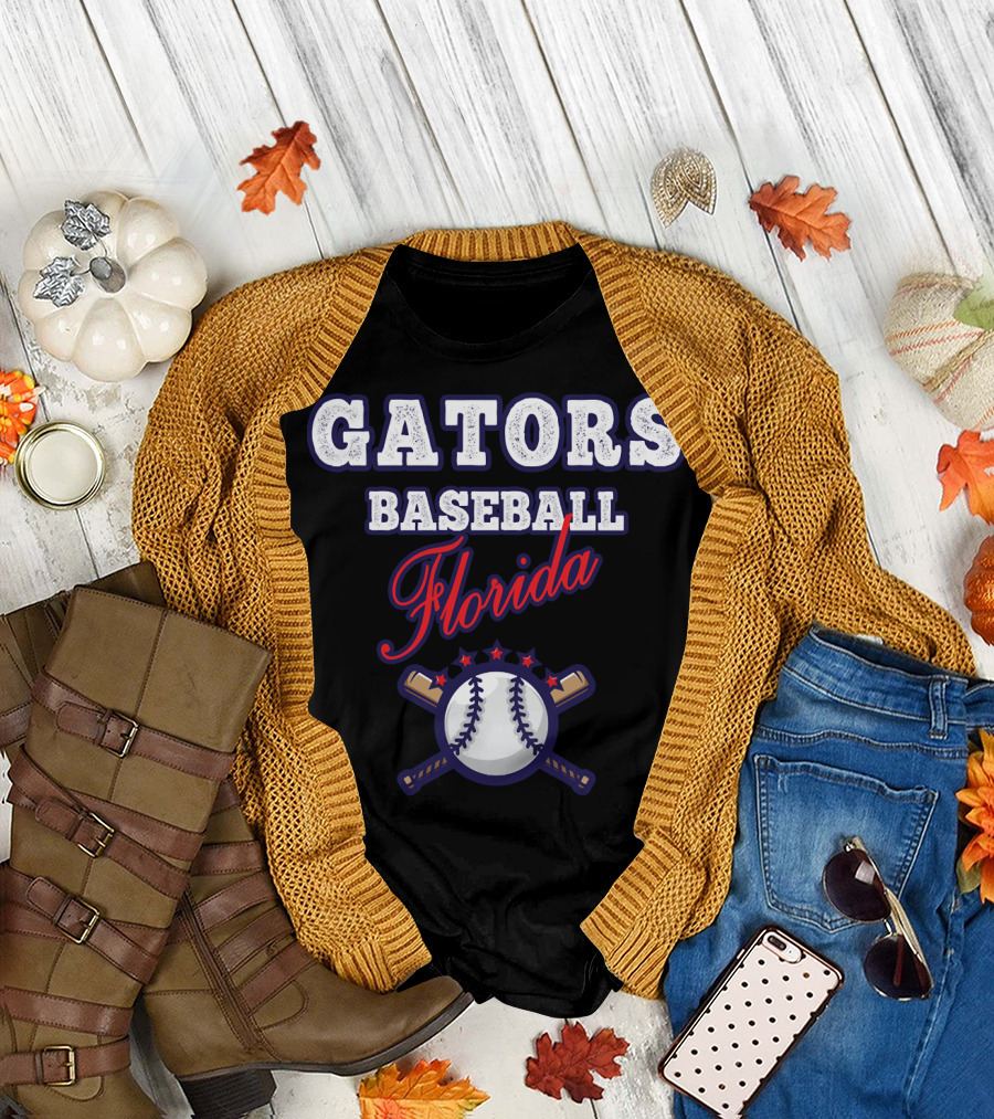 Gators Baseball Florida with Baseball and Crossed Bats T-Shirt
