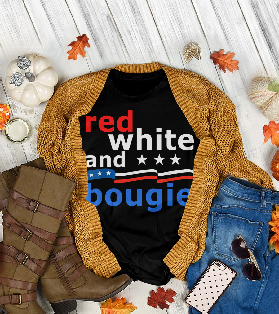 Red White And Bougie Patriotic Stars Stripes 4th of July T-Shirt