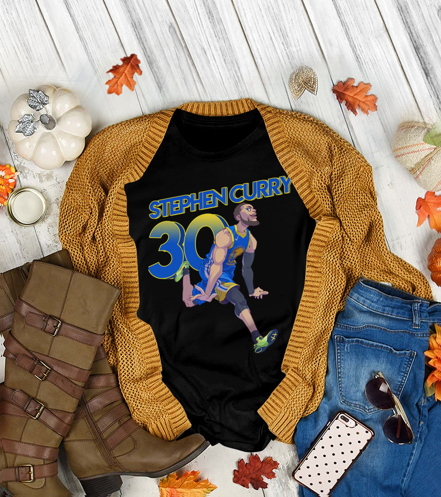 Stephen Curry 30 NBA Golden State Warriors Hand Drawing Sports T-Shirt