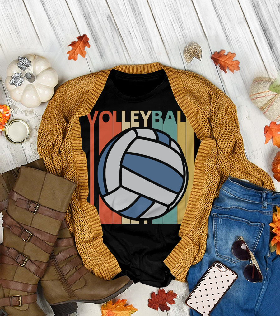 Vintage Volleyball Retro Stripes T-Shirt