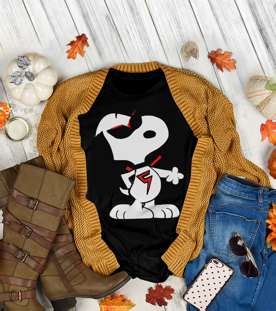 Superhero Snoopy with Bold Red Lightning T-Shirt