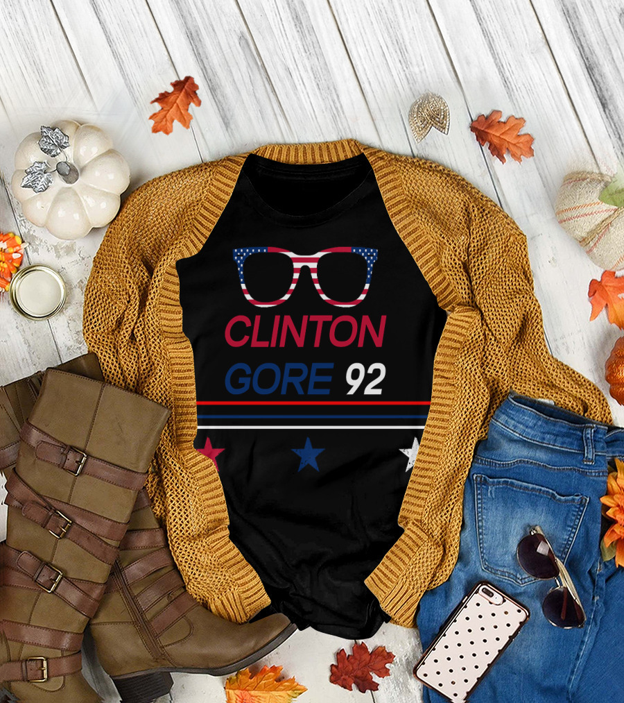 Clinton Gore 92 Stars and Stripes Sunglasses T-Shirt
