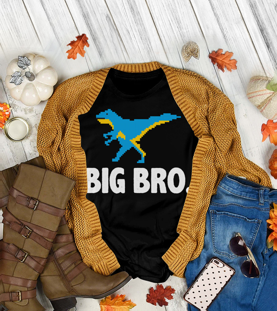 Funny Dinosaurs Big Bro Pixelated T-Shirt