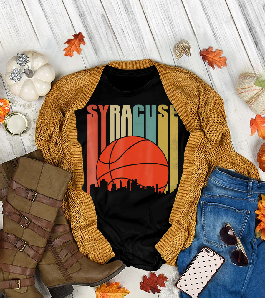 Syracuse Retro Basketball Skyline New York T-Shirt