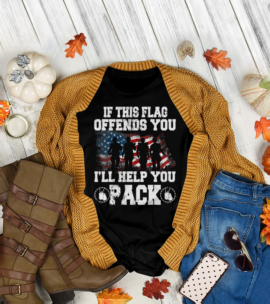 If This Flag Offends You I'll Help You Pack Veteran American Flag Patriotic Veteran T-Shirt