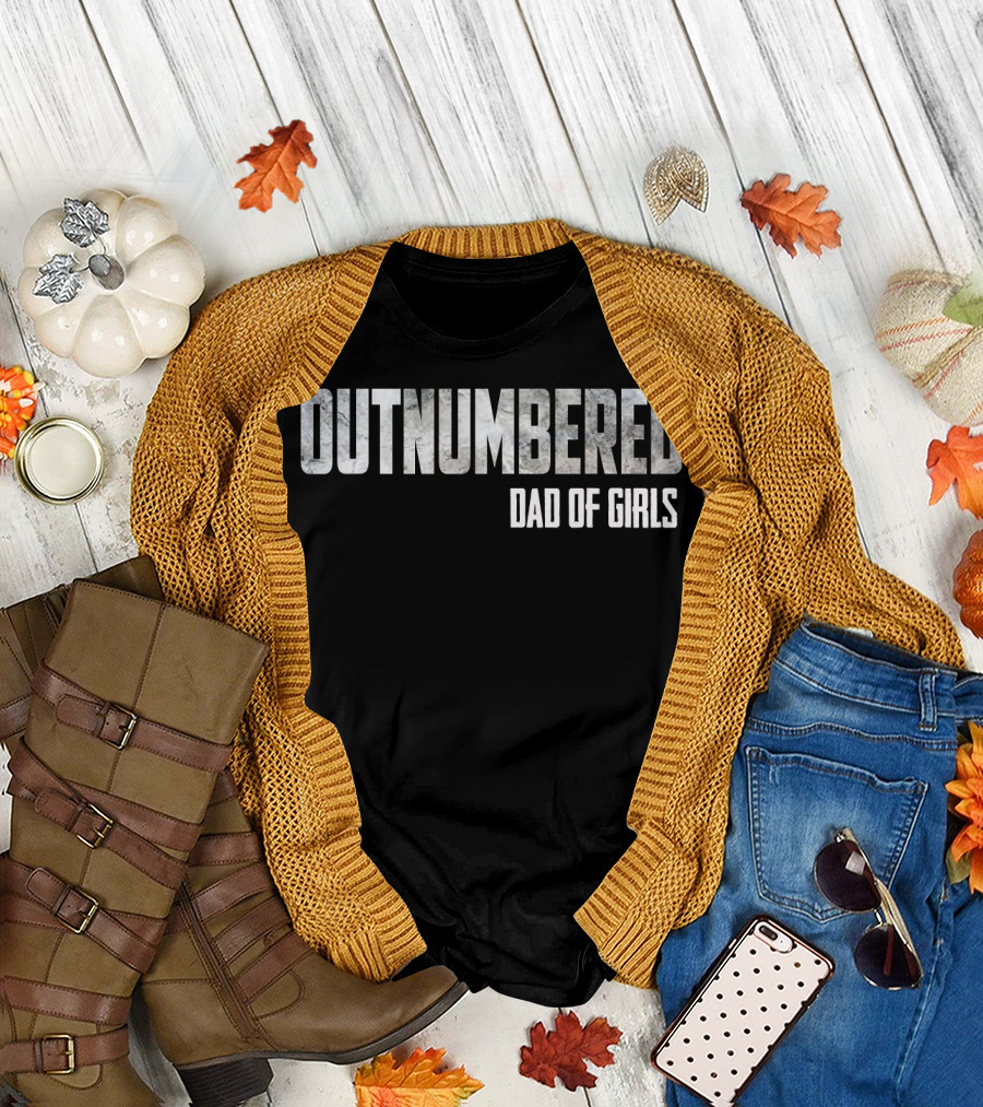 Outnumbered Dad of Girls with Girls Mens Outnumbered Dad of Girls T-Shirt