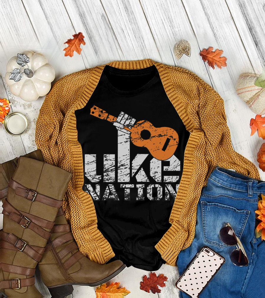 Ukulele Music UKE NATION Hawaiian Guitar Power Fist T-Shirt
