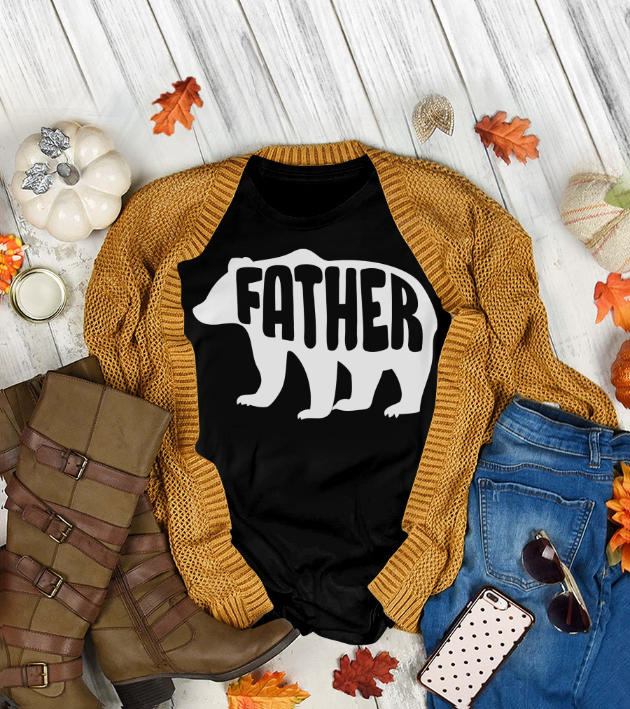 Mens Father Bear Relationship Sons Day T-Shirt