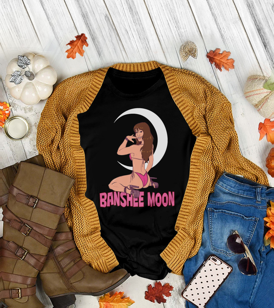Banshee Moon Crescent Moon Bikini Pin-Up T-Shirt