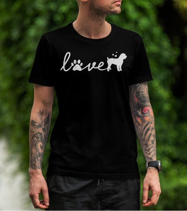Schnoodle Dog Love With Paw And Hearts T-Shirt