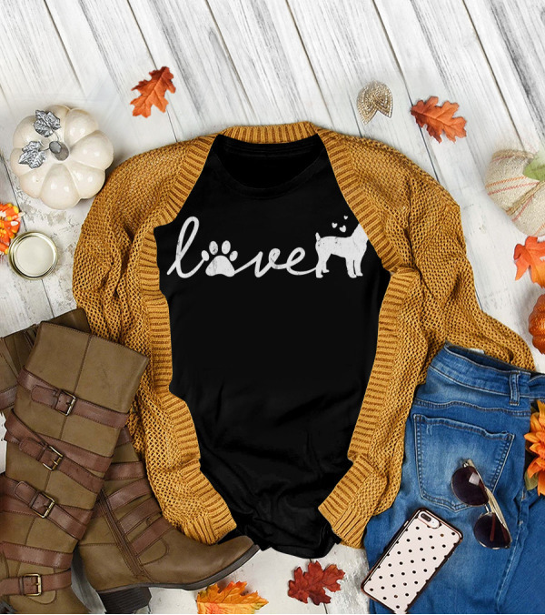 Schnoodle Dog Love With Paw And Hearts T-Shirt