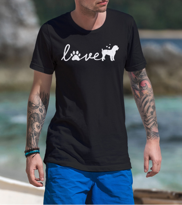 Schnoodle Dog Love With Paw And Hearts T-Shirt