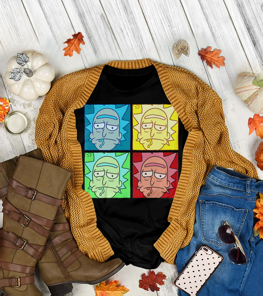 Rick and Morty Rick Pop Art Color Block Quadrants T-Shirt
