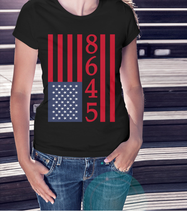 8645 American Flag Vertical Stripes Red White And Blue T-Shirt