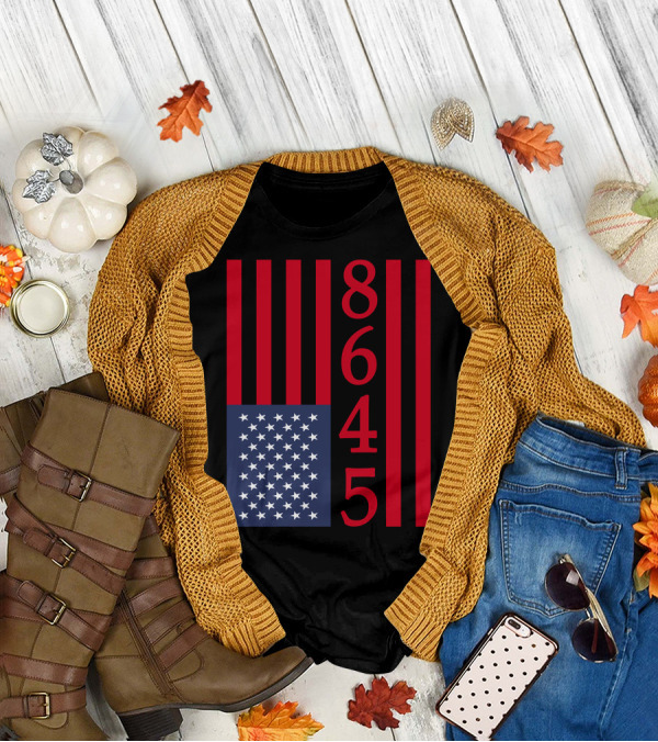 8645 American Flag Vertical Stripes Red White And Blue T-Shirt