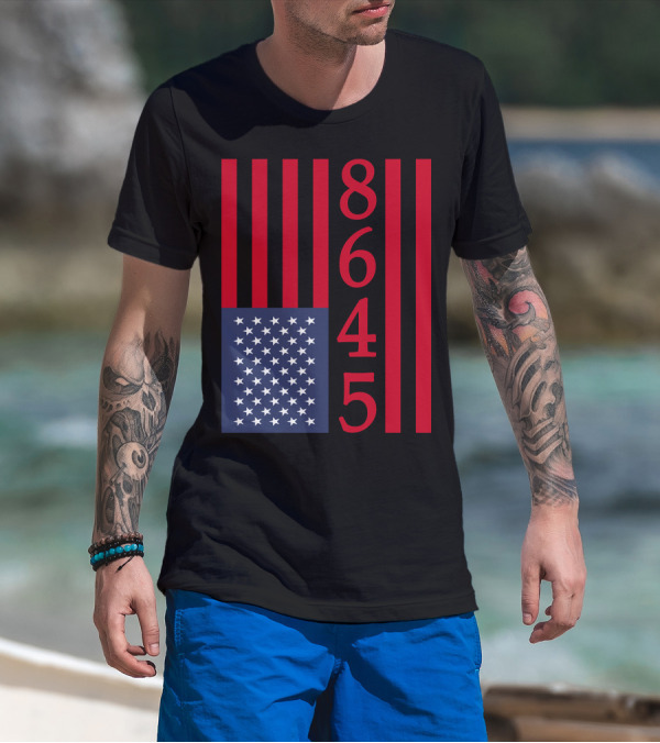 8645 American Flag Vertical Stripes Red White And Blue T-Shirt