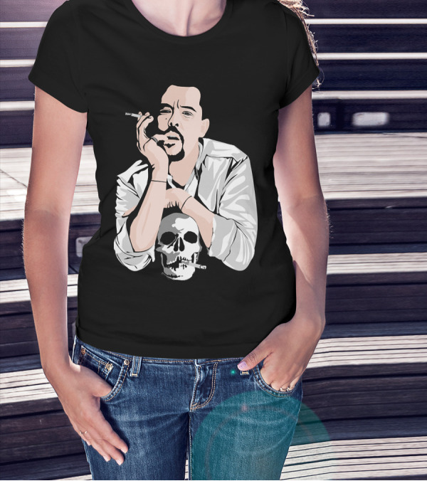 Alexander McQueen Black And White Skull Portrait By Mrs Green T-Shirt