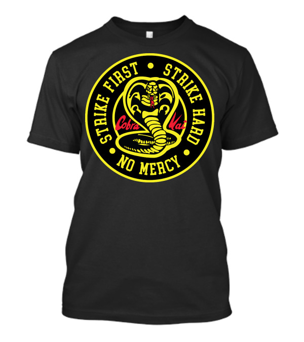 Cobra Kai Strike First Strike Hard No Mercy Circle Emblem T-Shirt