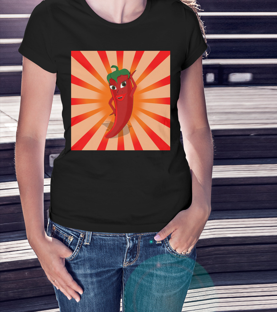 Cute Pepper Superstar With Red And Green Radiance T-Shirt