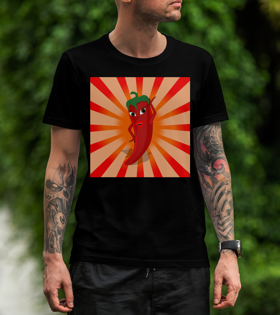 Cute Pepper Superstar With Red And Green Radiance T-Shirt