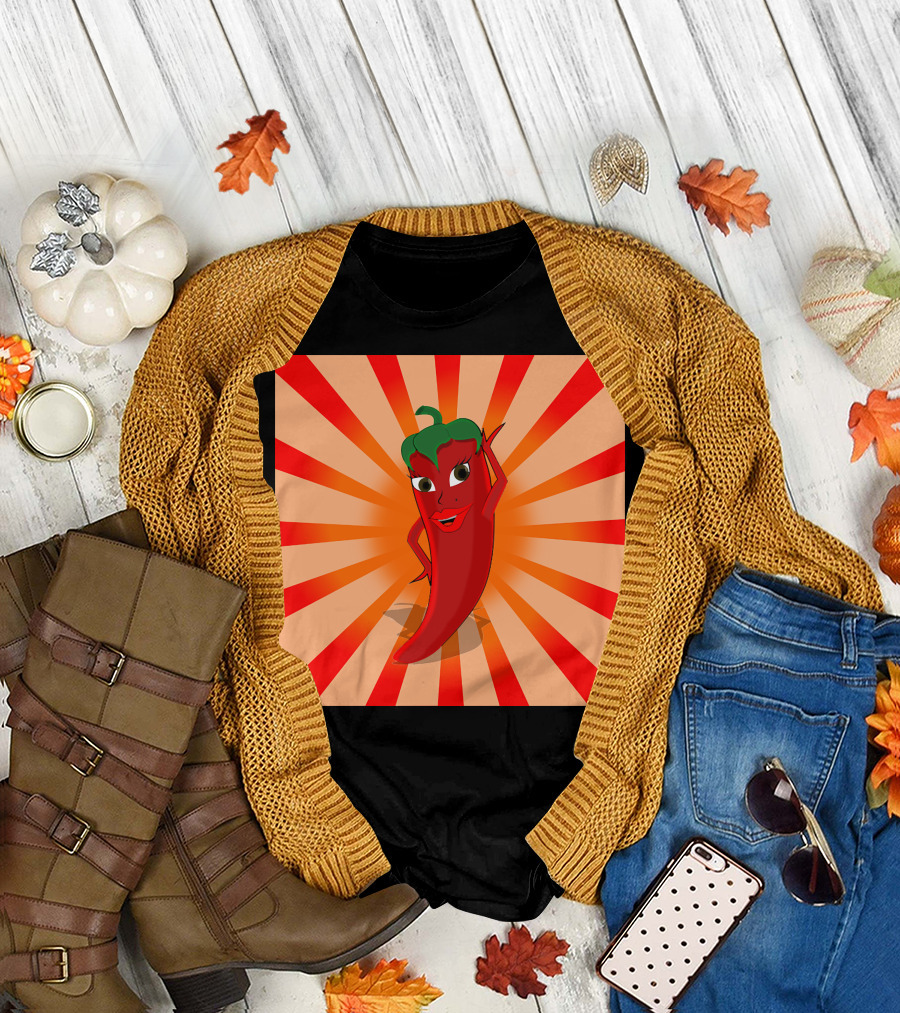 Cute Pepper Superstar With Red And Green Radiance T-Shirt