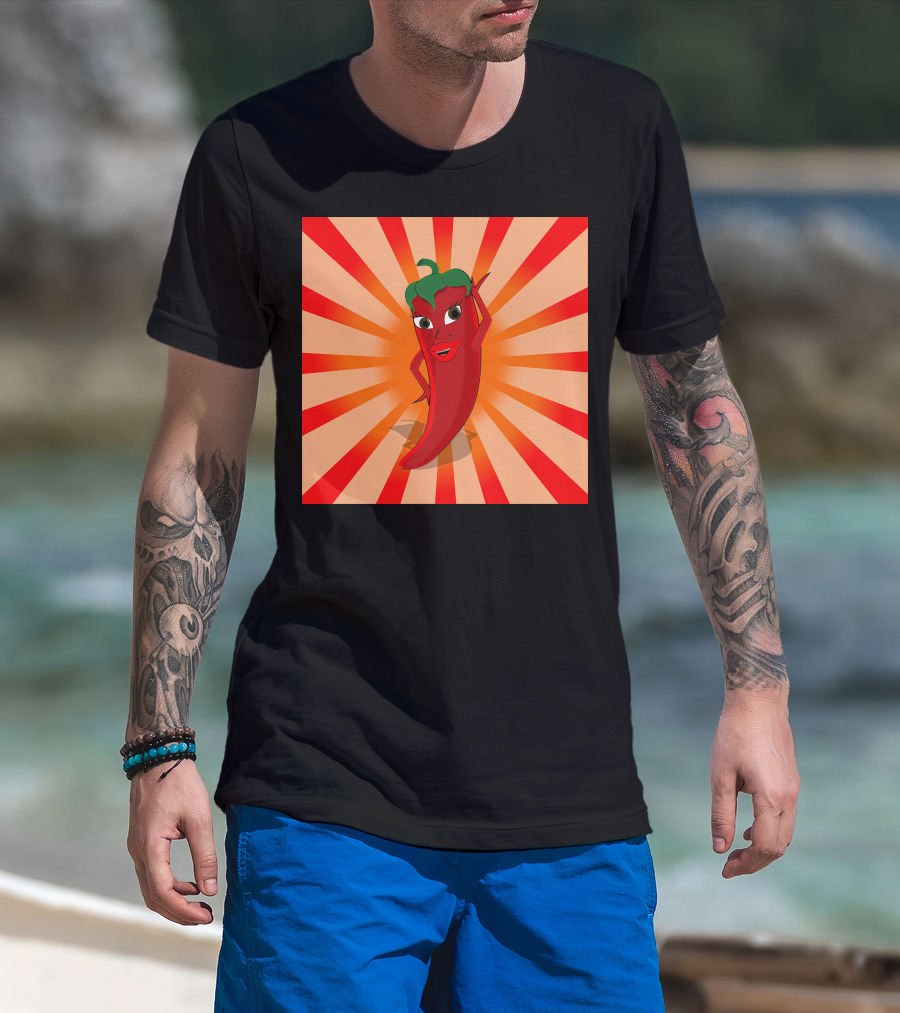 Cute Pepper Superstar With Red And Green Radiance T-Shirt