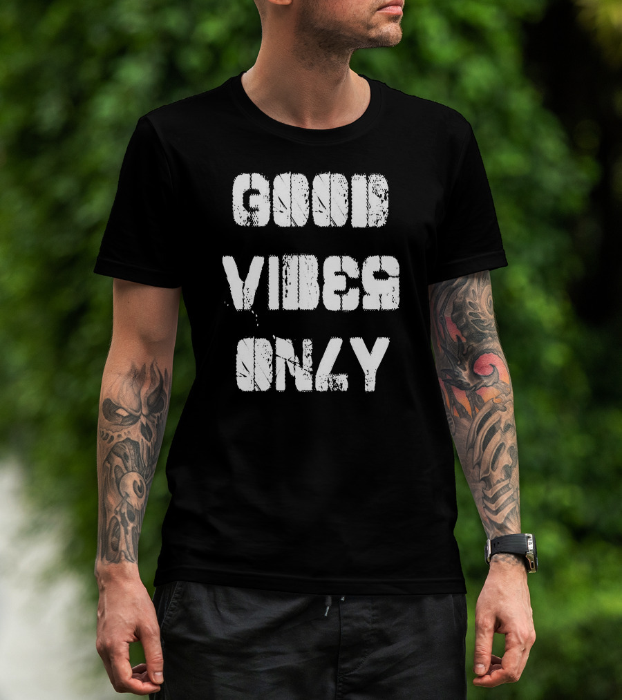 Good Vibes Only Distressed Typography T-Shirt