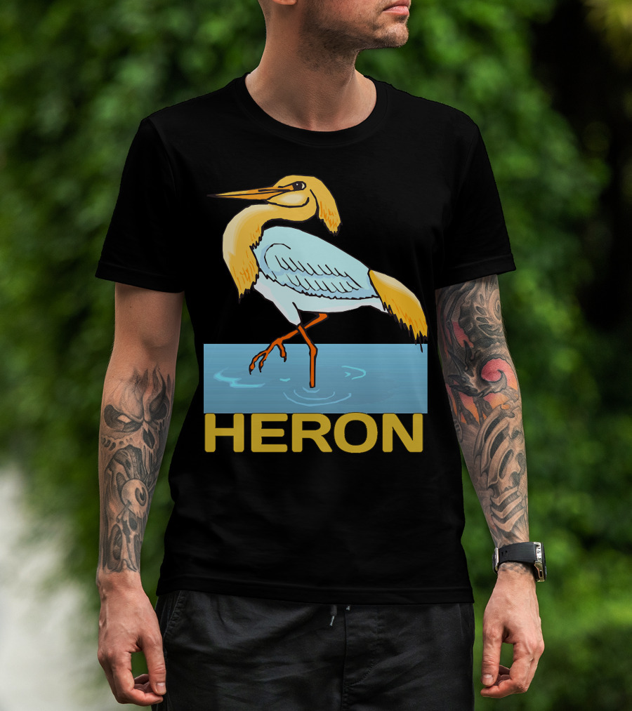 HERON BIRD STANDING IN WATER T-Shirt