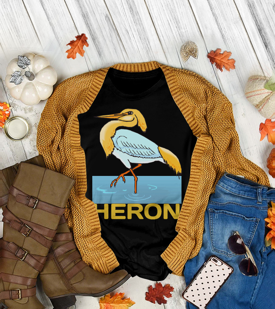 HERON BIRD STANDING IN WATER T-Shirt
