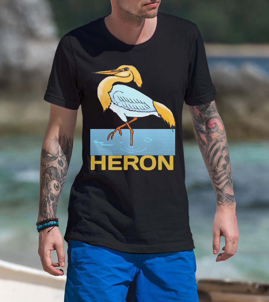 HERON BIRD STANDING IN WATER T-Shirt